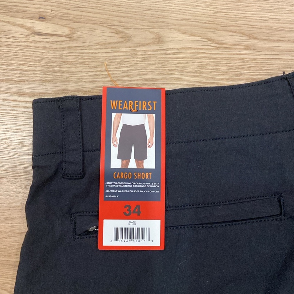 WEARFIRST Men’s Black Cargo Shorts - Picture 10 of 11